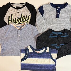 Boys Long Sleeve Short Sleeve tee shirts Hurley Joe Fresh Lot of 5 size 6